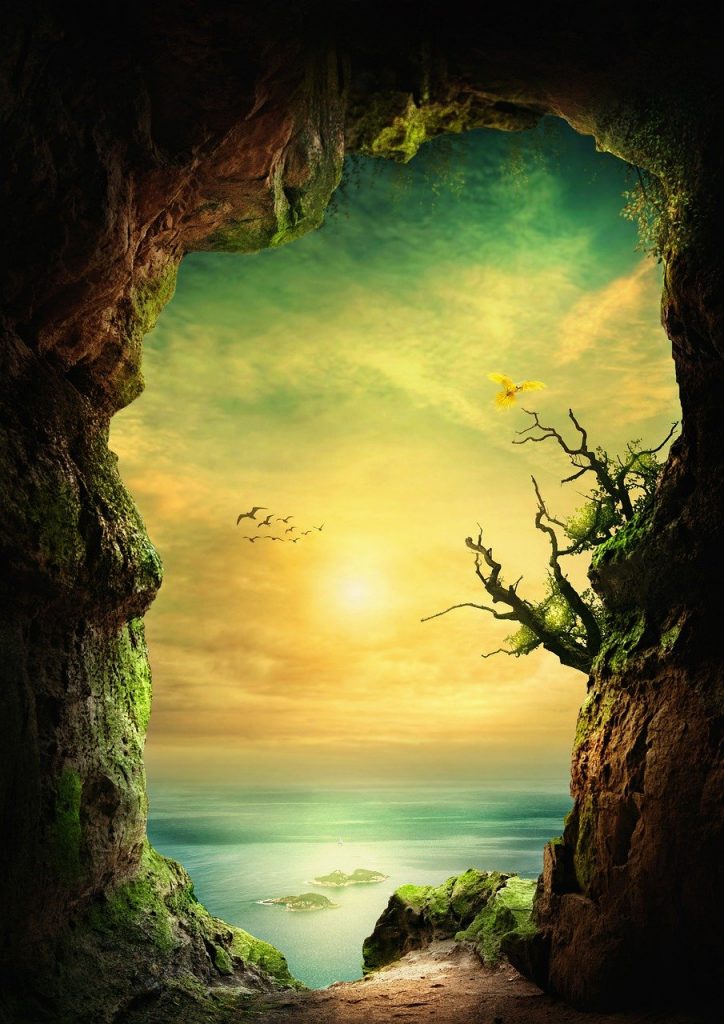 cave, sea, fantasy