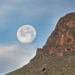 mountain, moon, sky