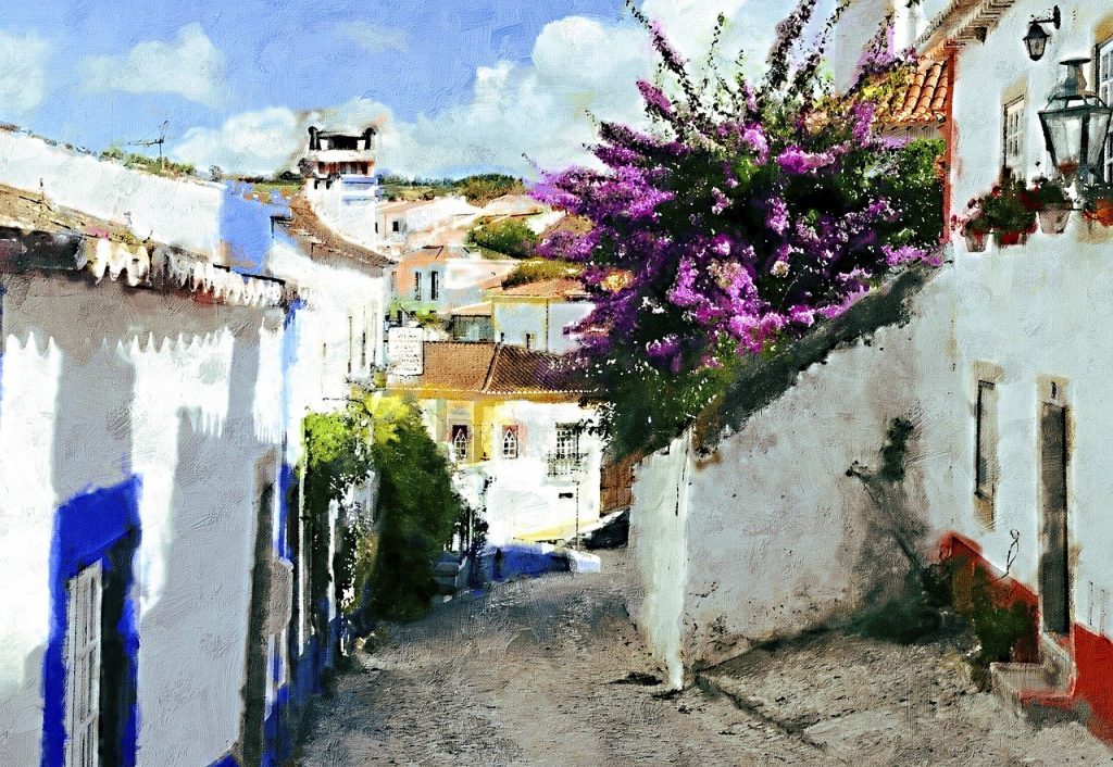 village, alley, photo art